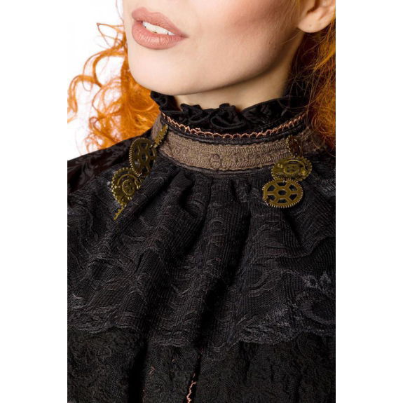 Steampunk-blouse met afneembare jabot