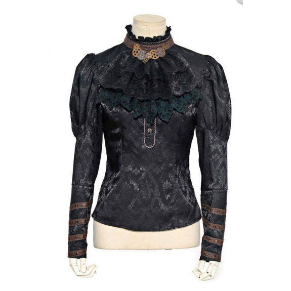 Steampunk-blouse met afneembare jabot