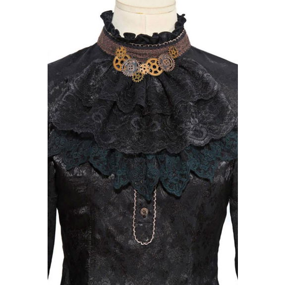 Steampunk-blouse met afneembare jabot