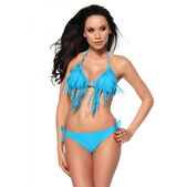 Bikini met franjes blauw