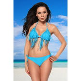 Bikini met franjes blauw