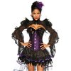 Heksencorset paars- zwart verendetails Heksencorset paars- zwart verendetails