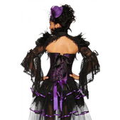 Heksencorset paars- zwart verendetails