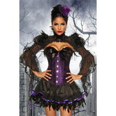 Heksencorset paars- zwart verendetails