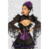 Heksencorset paars- zwart verendetails