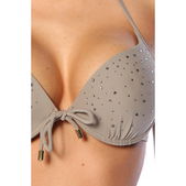 Bikini met strass steentjes taupe