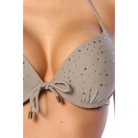 Bikini met strass steentjes taupe