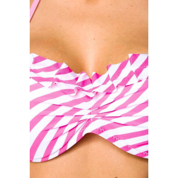 Bandeau Bikini roze wit candy