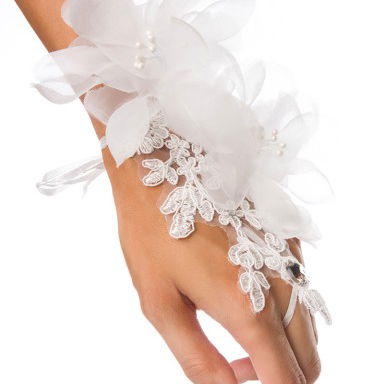 Handsieraad kort bloem wit