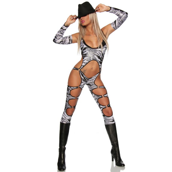 Gogo jumpsuit en armstukken zwart- wit