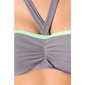 Bandeaubikini grijs neon groen