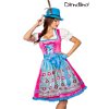 Premium Dirndl jurk roze/ blauw bloemen