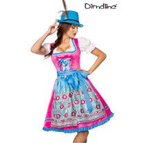 Premium Dirndl jurk roze/ blauw bloemen