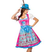 Premium Dirndl jurk roze/ blauw bloemen