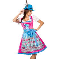 Premium Dirndl jurk roze/ blauw bloemen