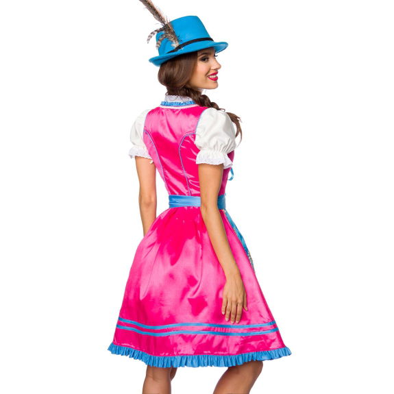 Premium Dirndl jurk roze/ blauw bloemen