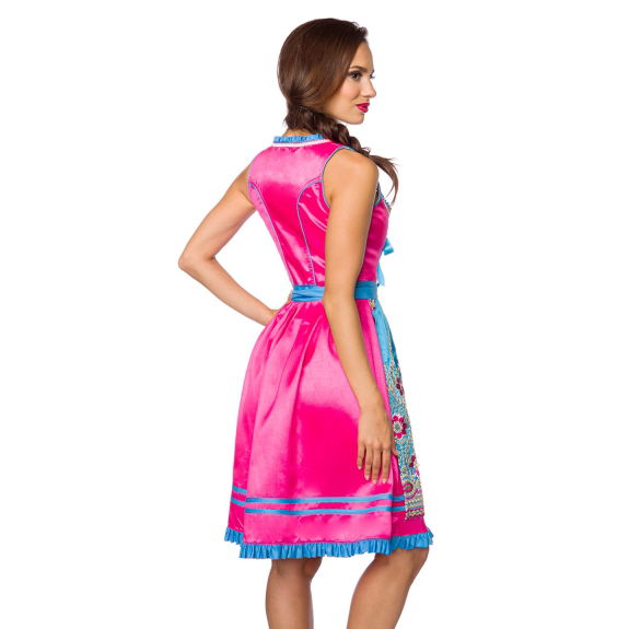Premium Dirndl jurk roze/ blauw bloemen