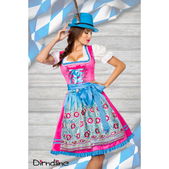 Premium Dirndl jurk roze/ blauw bloemen