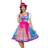 Premium Dirndl jurk roze/ blauw bloem
