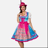 Premium Dirndl jurk roze/ blauw bloem