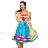 Dirndl jurk blauw/roze/geel