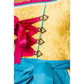 Dirndl jurk blauw/roze/geel