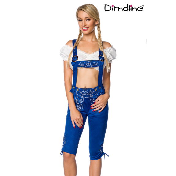 Lederhosen vrouw met borduurwerk blauw