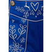 Lederhosen vrouw met borduurwerk blauw