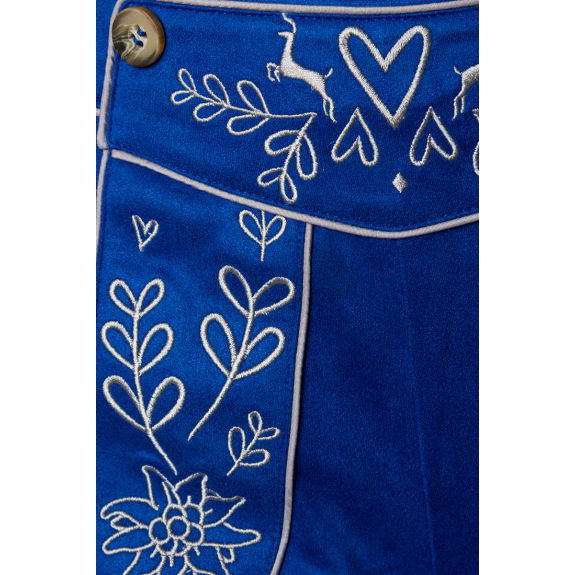 Lederhosen vrouw met borduurwerk blauw