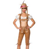 Lederhosen vrouw met borduurwerk bruin
