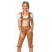 Lederhosen vrouw met borduurwerk bruin
