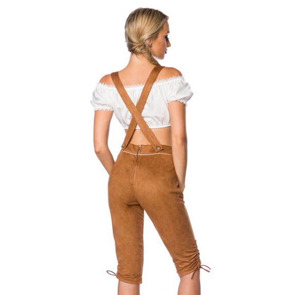 Lederhosen vrouw met borduurwerk bruin