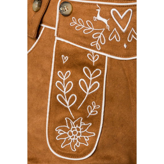 Lederhosen vrouw met borduurwerk bruin