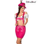 Traditionele lederhosen vrouw met borduurwerk roze