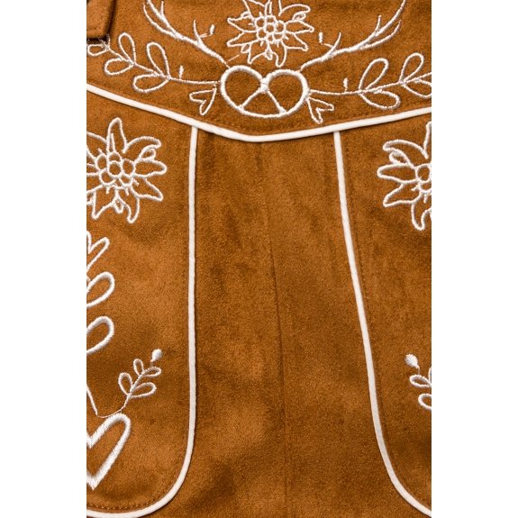 Traditionele lederhosen vrouw met borduurwerk bruin