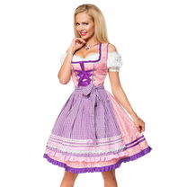 Dirndl met geruit schort roze