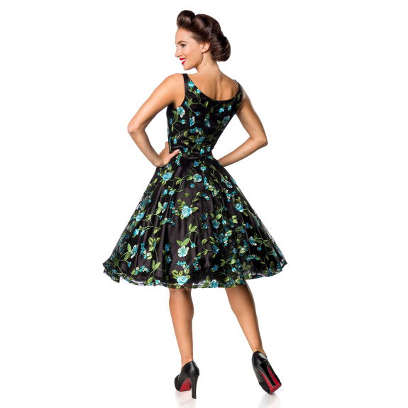 Belsira retro bloemenjurk zwart 