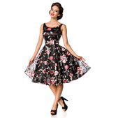 Belsira retro bloemenjurk zwart roze